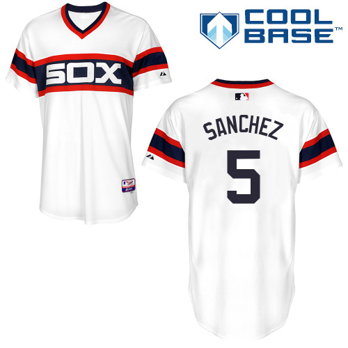 White Sox 5 Sanchez White Cool Base Jerseys