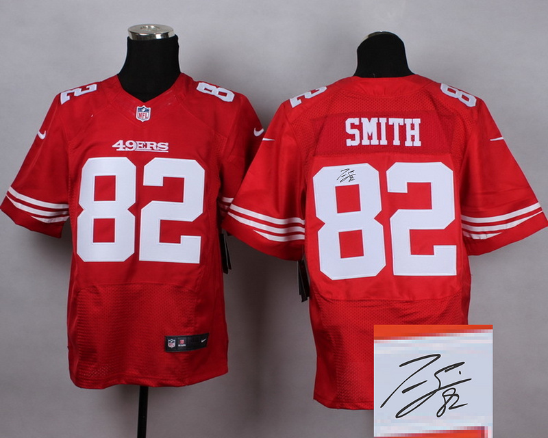 Nike 49ers 82 Torrey Smith Red Elite Signature Edition Jerseys