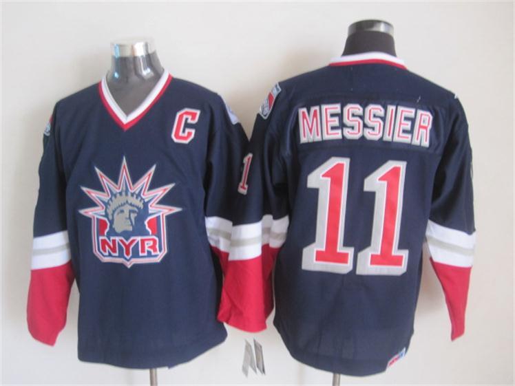 Rangers 11 Messier Navy Blue Statue of Liberty Throwback Jerseys - Click Image to Close
