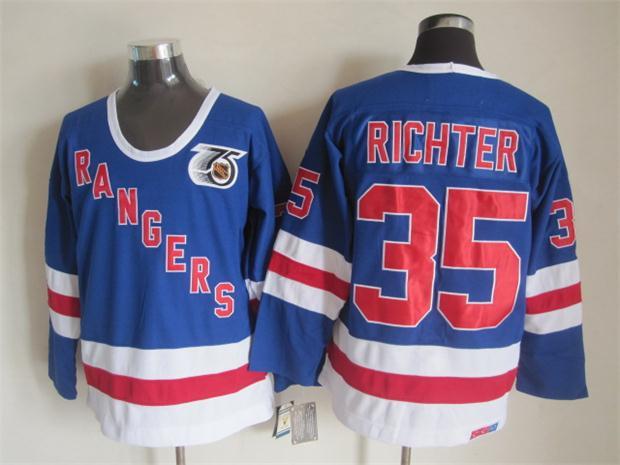 Rangers 35 Richter Blue 75th Anniversary CCM Jerseys - Click Image to Close