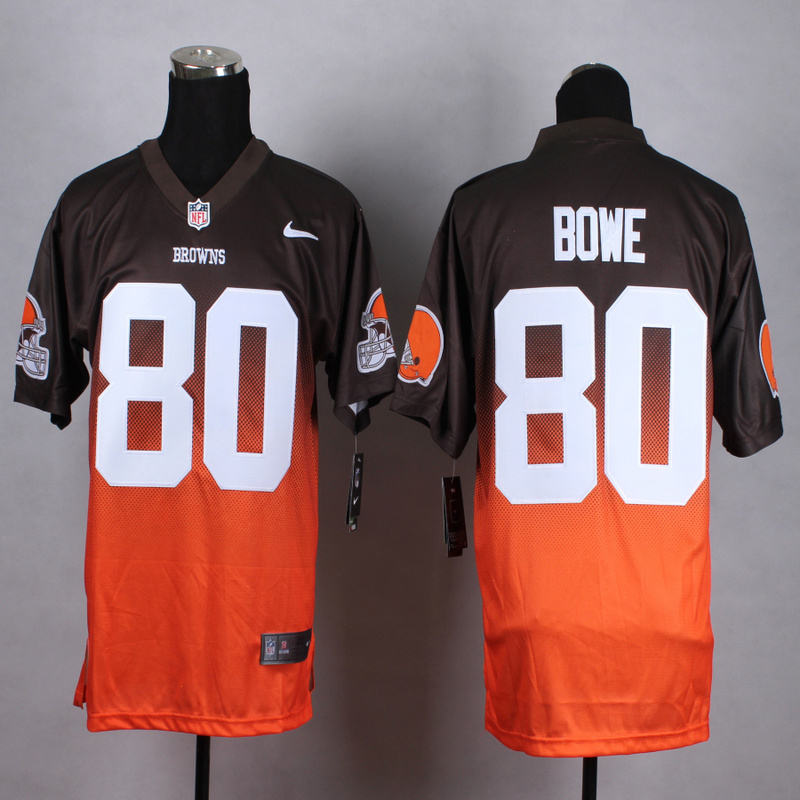 Nike Browns 80 Dwayne Bowe Brown And Orange Drift II Elite Jersey