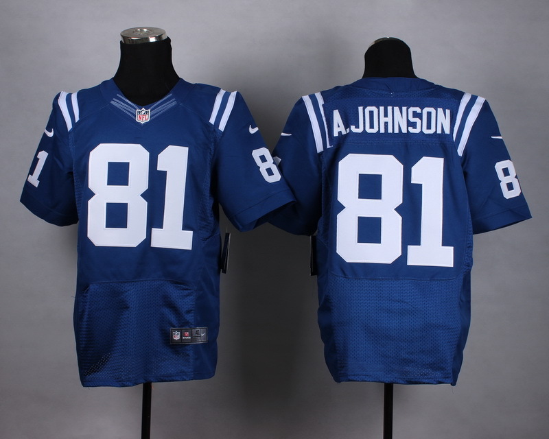 Nike Colts 81 A.Johnson Blue Elite Jersey