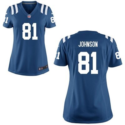 Nike Colts 81 Johnson Blue Women Game Jersey