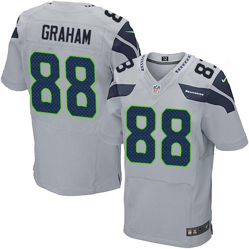 Nike Seahawks 88 Jimmy Graham Grey Elite Jersey