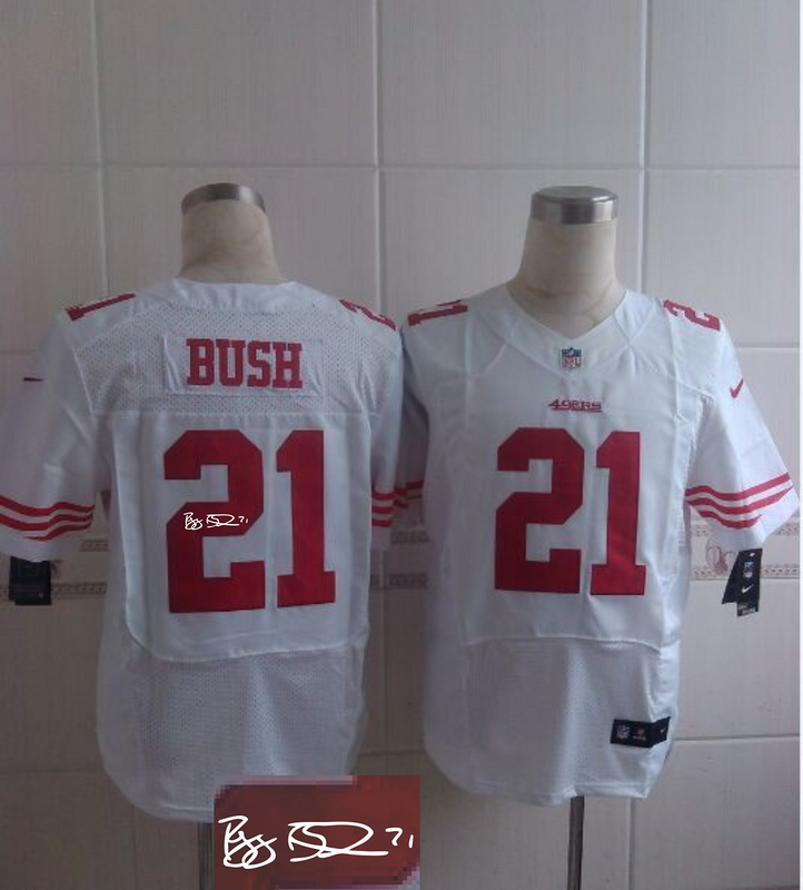 Nike 49ers 21 Reggie Bush White Elite Signature Edition Jerseys