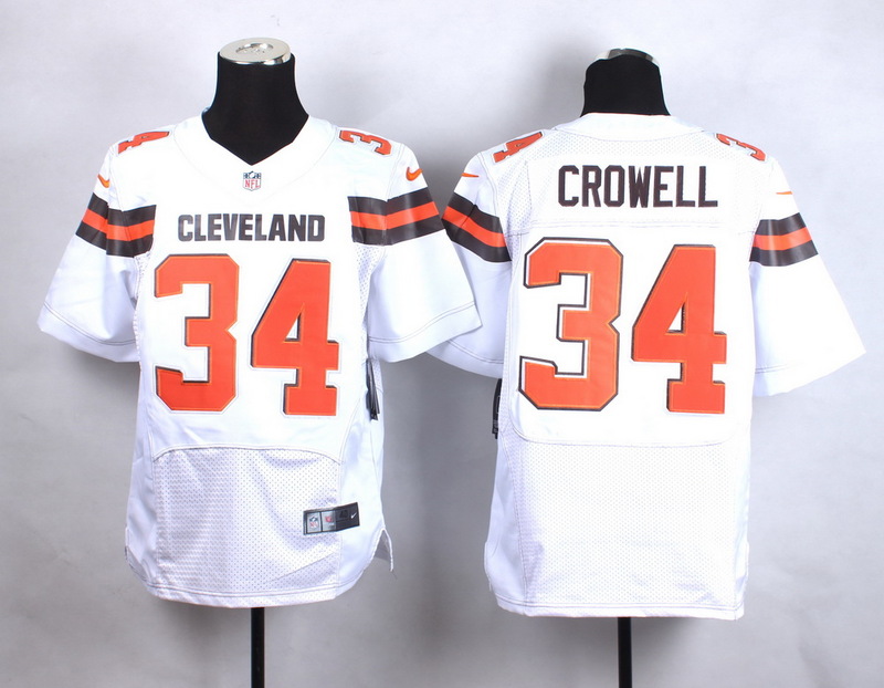 Nike Browns 34 Isaiah Crowell White Elite Jersey - Click Image to Close