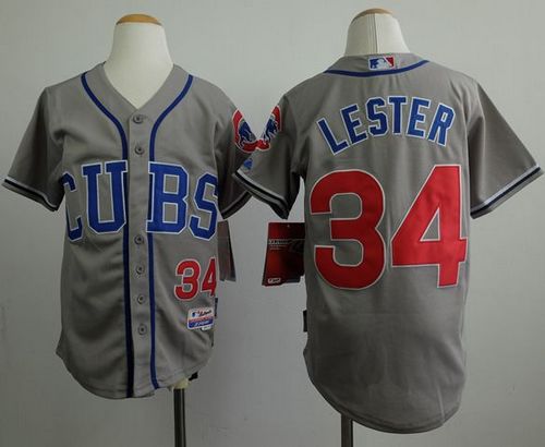 Cubs 34 Jon Lester Grey Youth Jersey - Click Image to Close