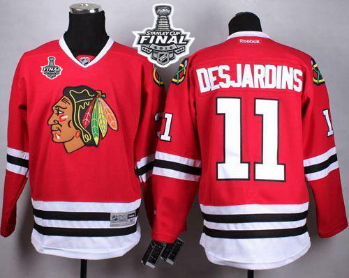 Blackhawks 11 Andrew Daejardins Red 2015 Stanley Cup Jersey