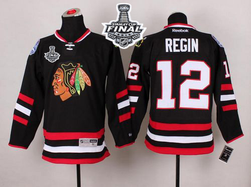 Blackhawks 12 Peter Regin Black 2015 Stanley Cup Jersey