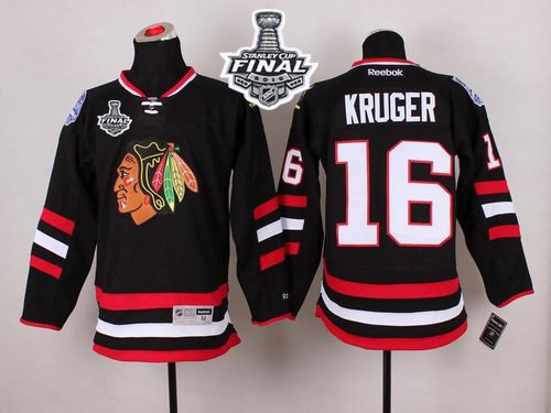 Blackhawks 16 Marcus Kruger Black 2015 Stanley Cup Jersey