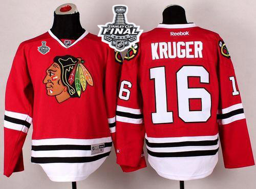 Blackhawks 16 Marcus Kruger Red 2015 Stanley Cup Jersey
