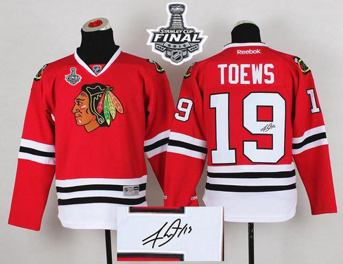 Blackhawks 19 Jonathan Toews Red Signature Edition 2015 Stanley Cup Jersey - Click Image to Close