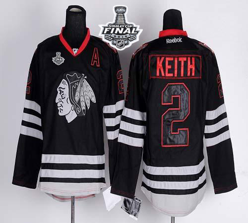 Blackhawks 2 Duncan Keith Black Ice 2015 Stanley Cup Jersey