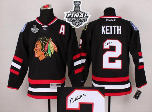 Blackhawks 2 Duncan Keith Black Signature Edition 2015 Stanley Cup Jersey