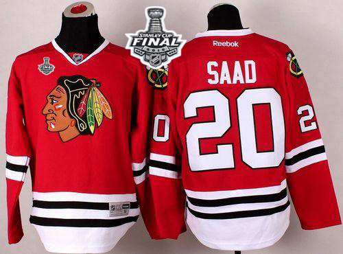 Blackhawks 20 Brandon Saad Red 2015 Stanley Cup Jersey