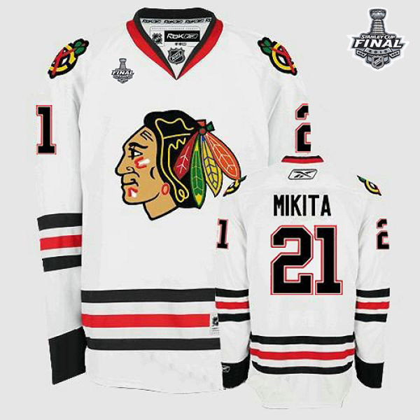 Blackhawks 21 Stan Mikita White 2015 Stanley Cup Jersey - Click Image to Close