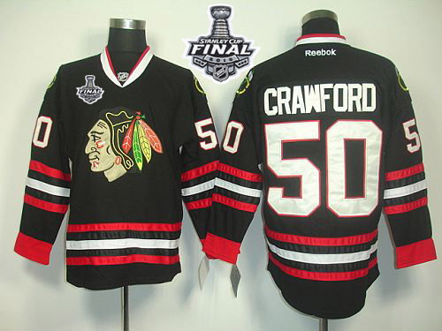 Blackhawks 50 Corey Crawford Black 2015 Stanley Cup Jersey - Click Image to Close