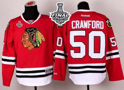 Blackhawks 50 Corey Crawford Red 2015 Stanley Cup Jersey