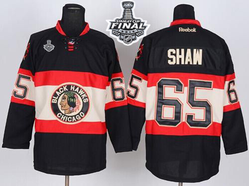 Blackhawks 65 Andrew Shaw Black Third 2015 Stanley Cup Jersey