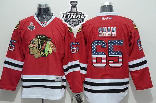 Blackhawks 65 Andrew Shaw Red USA Flag 2015 Stanley Cup Jersey