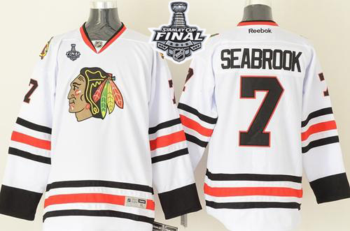 Blackhawks 7 Brent Seabrook White 2015 Stanley Cup Jersey - Click Image to Close