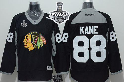 Blackhawks 88 Patrick Kane BlackPractice 2015 Stanley Cup Jersey
