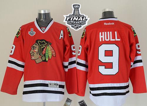 Blackhawks 9 Bobby Hull Red 2015 Stanley Cup Jersey