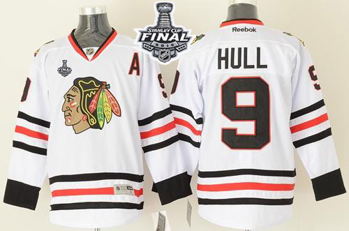 Blackhawks 9 Bobby Hull White 2015 Stanley Cup Jersey