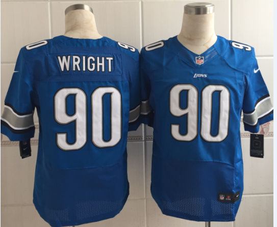 Nike Lions 90 Gabe Wright Blue Elite Jersey