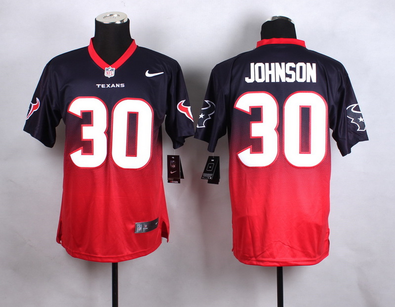 Nike Texans 30 Kevin Johnson Blue And Red Drift II Elite Jersey