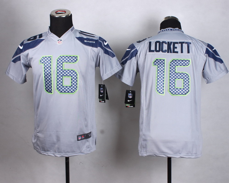 Nike Seahawks 16 Tyler Lockett Grey Youth Game Jersey - Click Image to Close