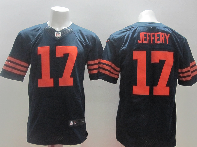 Nike Bears 17 Jeffery Blue Orange Letters Elite Big Size Jersey