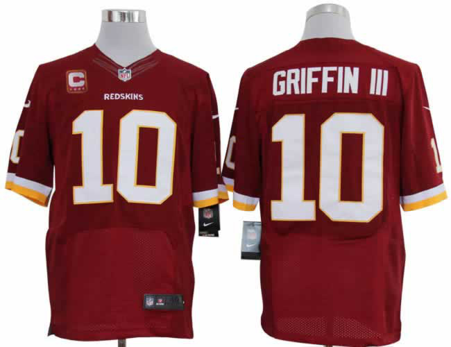 Nike Redskins 10 Griffin III Red Elite C Patch Big Size Jersey
