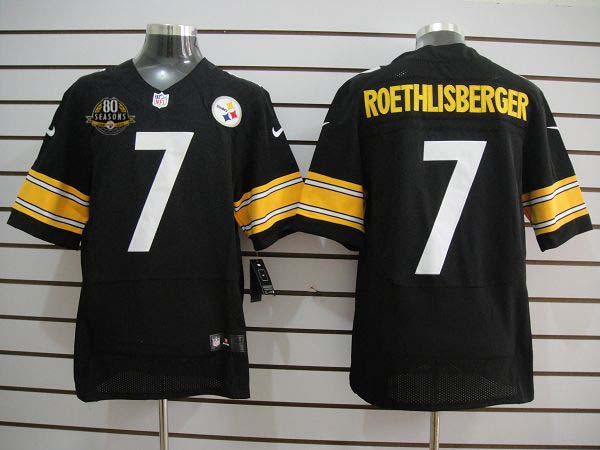 Nike Steelers 7 Roethlisberger Black Elite With 80th Patch Big Size Jersey Nike Steelers 7 Roethlisberger Black Elite With 80th Patch Big Size Jersey