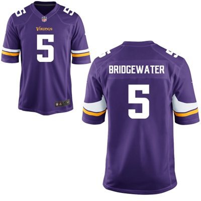 Nike Vikings Bridgewater Purple Elite Big Size Jersey