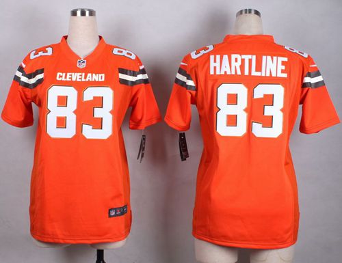 Nike Browns 83 Hartline Orange Women Game Jersey
