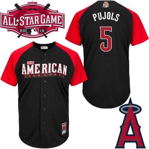 American League Angels 5 Pujols Black 2015 All Star Jersey