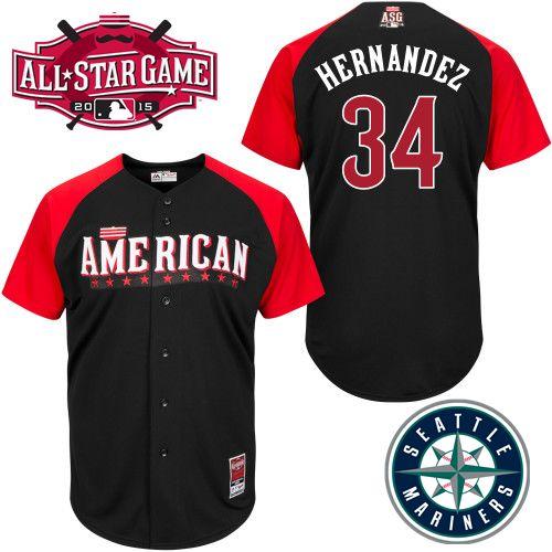 American League Mariners 34 Hernandez Black 2015 All Star Jersey
