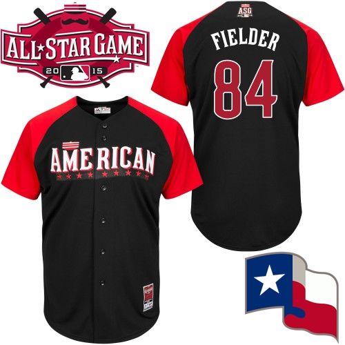 American League Rangers 84 Fielder Black 2015 All Star Jersey