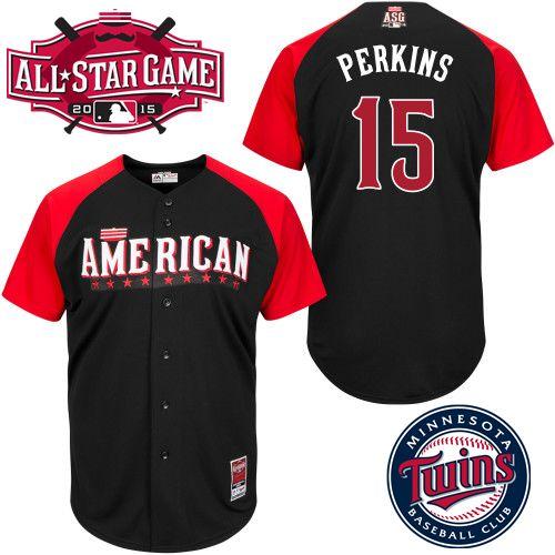 American League Twins 15 Perkins Black 2015 All Star Jersey