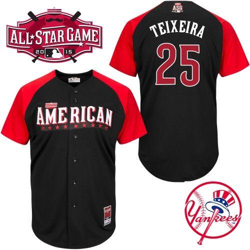 American League Yankees 25 Teixeira Black 2015 All Star Jersey
