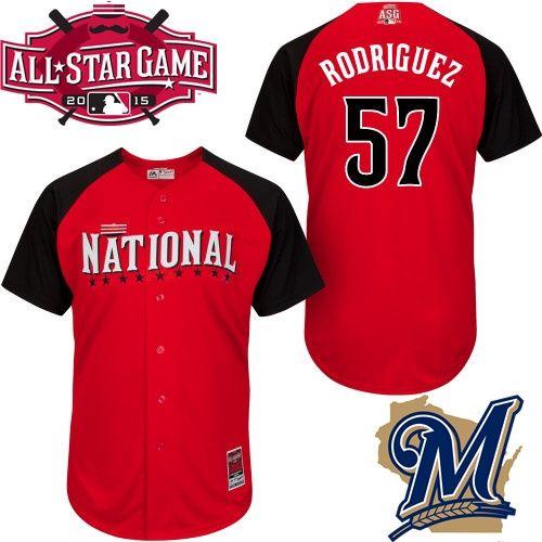 National League Brewers 57 Rodriguez Red 2015 All Star Jersey