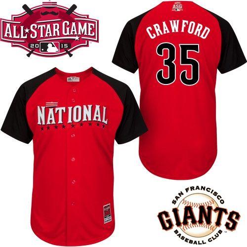 National League Giants 35 Crawford Red 2015 All Star Jersey - Click Image to Close