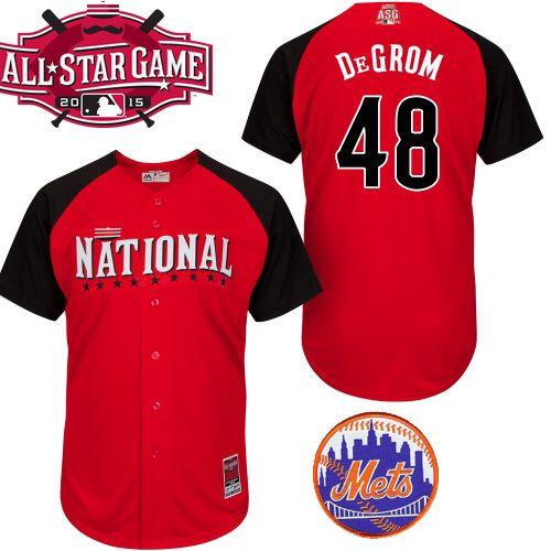 National League Mets 48 DeGrom Red 2015 All Star Jersey