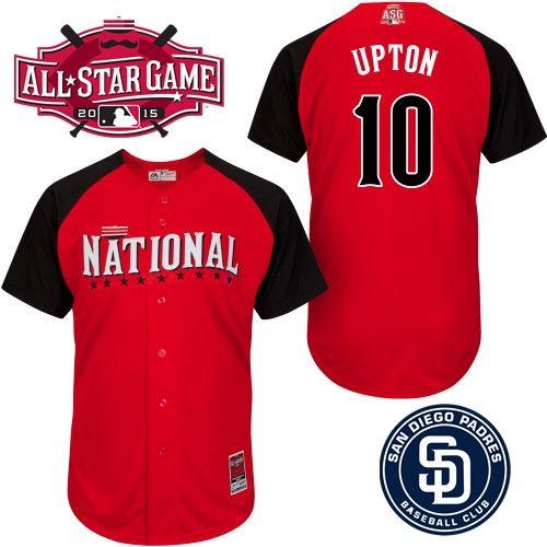 National League Padres 10 Upton Red 2015 All Star Jersey
