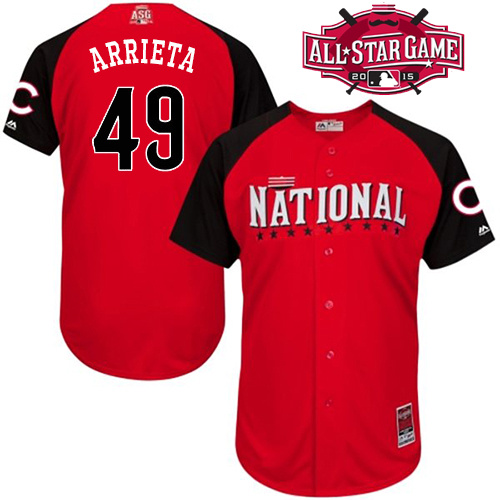 National League Cubs 49 Arrieta Red 2015 All Star Jersey