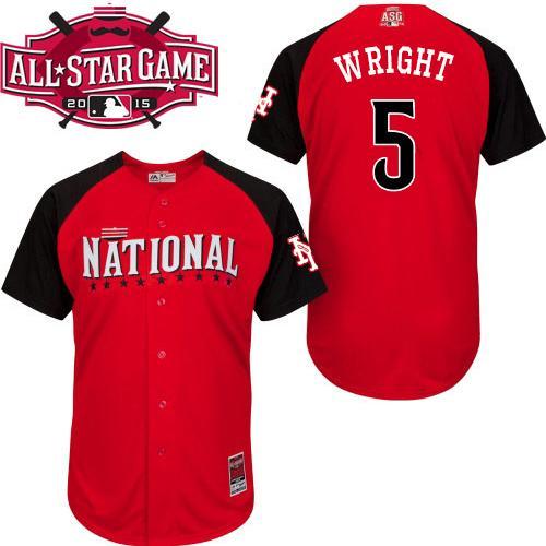 National League Mets 5 Wright Red 2015 All Star Jersey