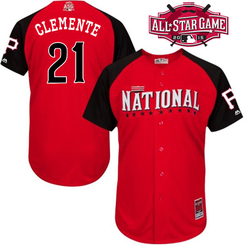 National League Pirates 21 Clemente Red 2015 All Star Jersey