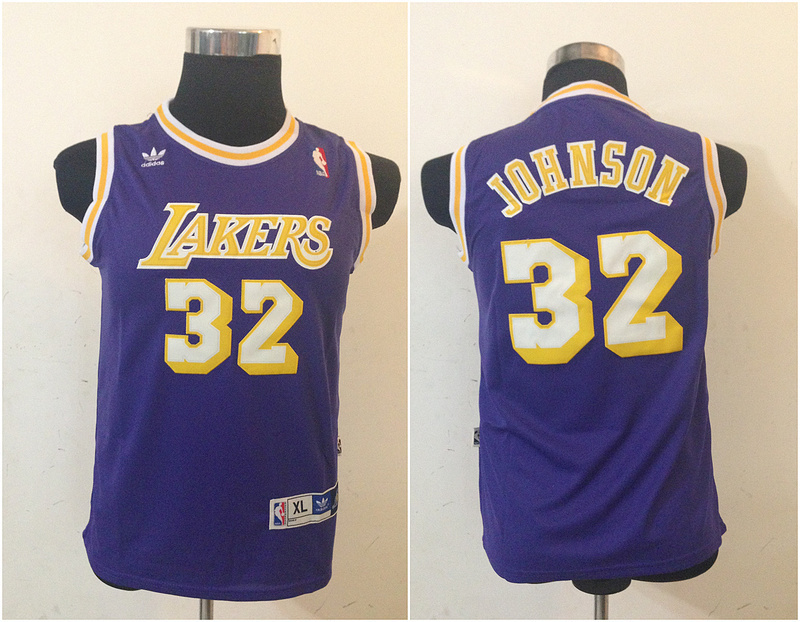 Lakers 32 Johnson Purple New Revolution 30 Youth Jersey - Click Image to Close