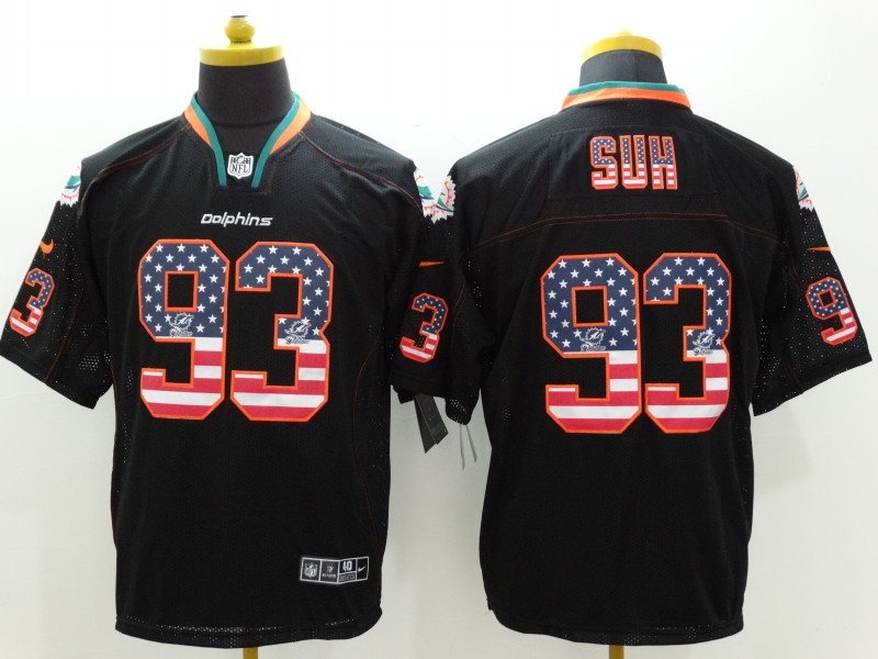 Nike Dolphins 93 Ndamukong Suh Black US Flag Elite Jersey